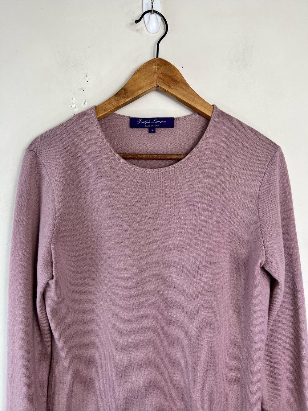 Ralph Lauren Purple Label Wool Cashmere Mauve Pink Sweater Medium Knit Italy - Picture 3 of 10
